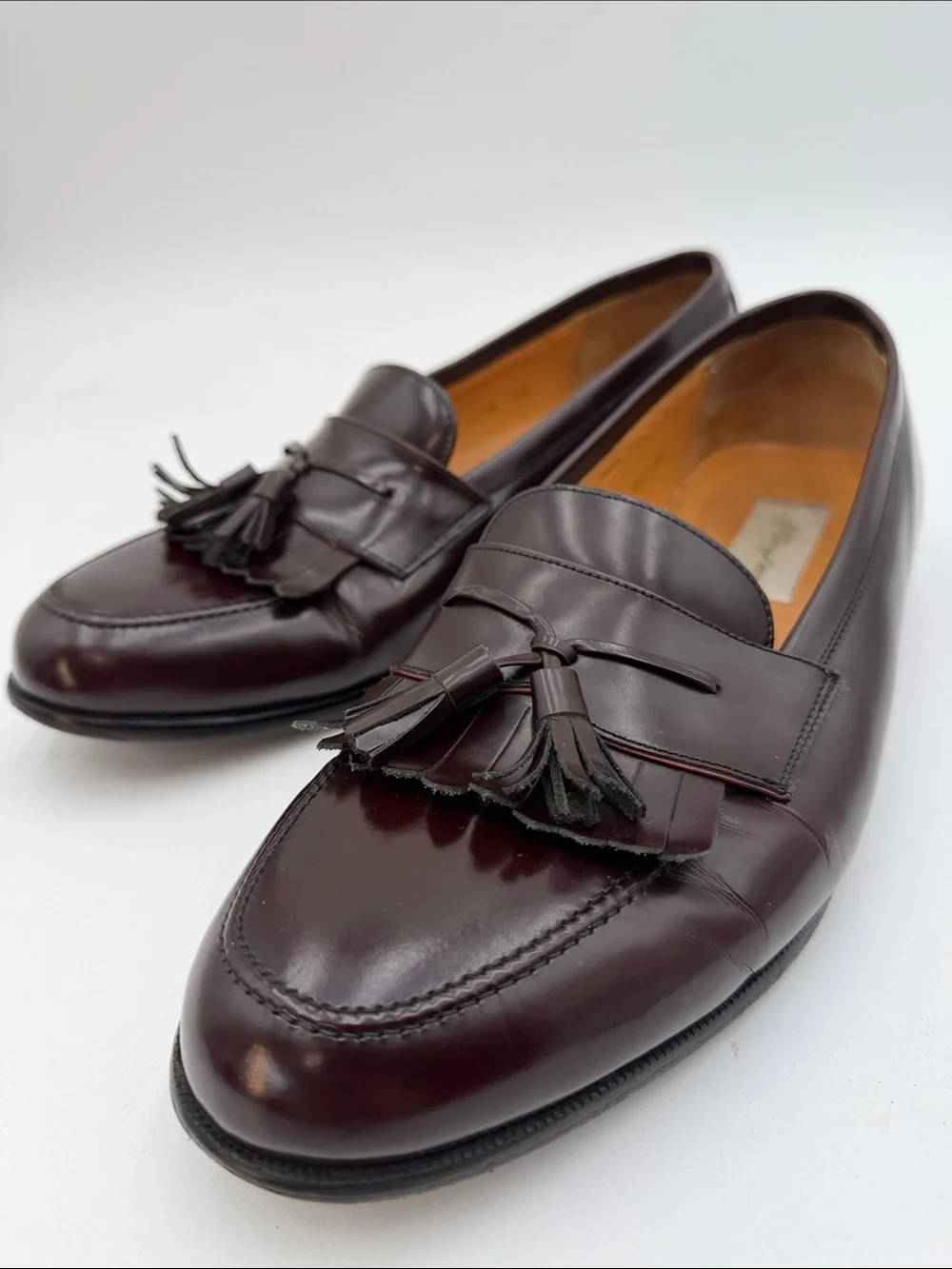 MEZLAN sz12 Kiltie Tassel Loafers Dark Brown Classic Dress Shoes Quiet Luxury